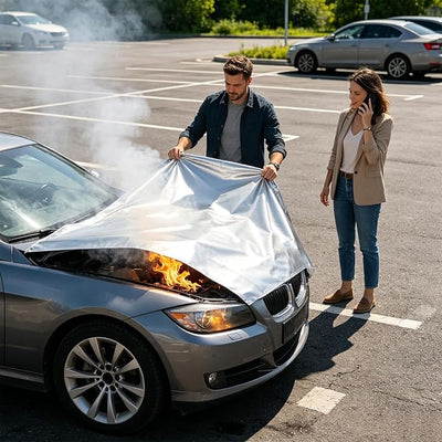Car Blanket - 1100°C High Melting Point Fiberglass Double | EV Battery Car Thermal Runaway Suppression Cover, Heavy-Duty Welding & Sheet With Storage Bag, Premium Flame
