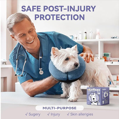 Loflaze Inflatable Dog Cone Collar - Dog Neck Donut Cone Collar Alternative After Surgery - Soft Cone for Large Medium Small Dogs Cats - Alternative Recovery E Collar (Blue, M+)