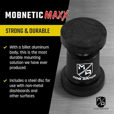 Mob Armor MobNetic Maxx - USA Assembled Magnetic Phone Holder for Car, Magnetic Car Phone Mount, 90-Degree Tilt, 360-Degree Rotation, Aluminum Metal, Compatible with iPhone & Android - Multicolor
