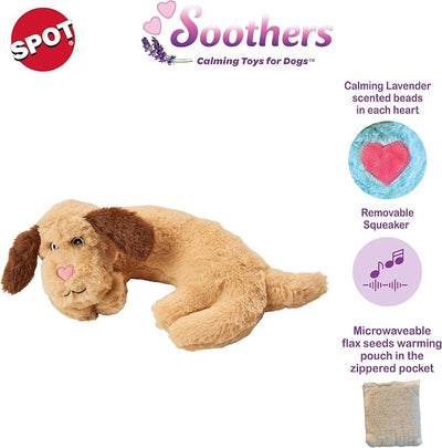 SPOT Soothers Warm Hug Pal - 10in Plush Microwavable Calming Dog Toy with Lavender Scent & Squeaker, Separation Anxiety & Sleep Aid for Medium & Large Dogs