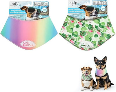 ALL FOR PAWS Cooling Bandana for Dogs, 2 Pack Dog Cooling Neck Wrap, Ice Dog Bandanas for Medium Dogs, Cooling Scarf for Dogs, Blue Neck Cooler for Dogs(M, Neck Girth 15-18.1 Inch)