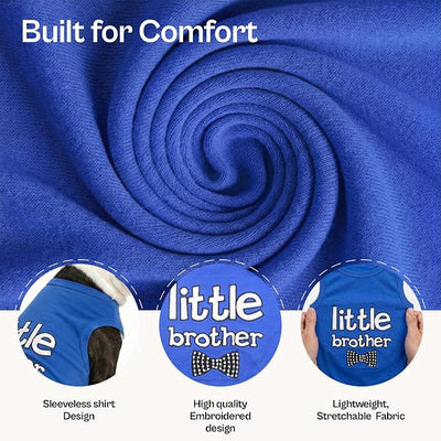 Parisian Pet Dog Shirt – 100% Cotton Shirts for Large Dogs – Blue Sleeveless Pet Clothes – Lightweight and Breathable Dog Apparel – Boy Little Brother Dogs Clothes - Stretchy Pet T Shirts