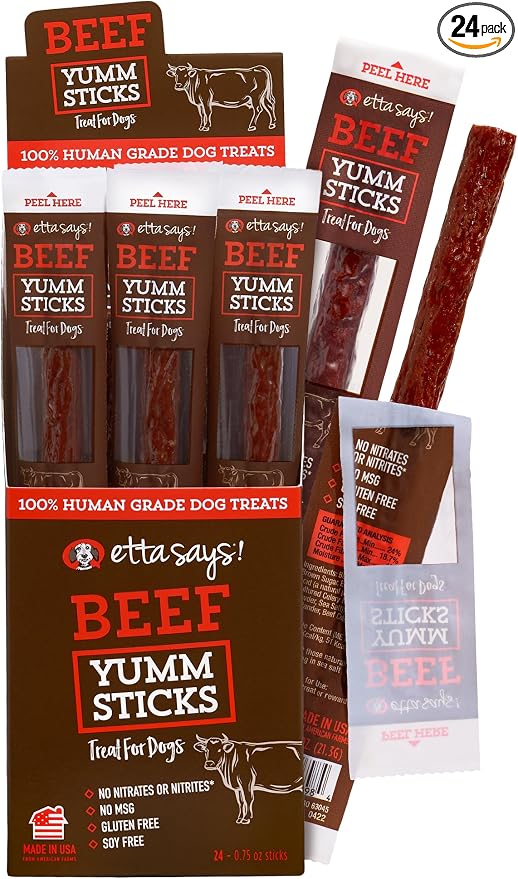 Yumm Sticks - Real Meat Beef Dog Jerky Treats - Human Grade - Made in The USA (24 Count Pack of 1)