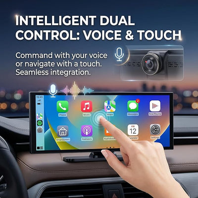11.26" Carplay Screen for Car,4K Dash Cam,Portable Tablet for Apple Android Auto,Stereo Audio Radio,Rear Backup Camera,Voice Touch Control GPS Navigation,Bluetooth,Wireless Mirror for Truck