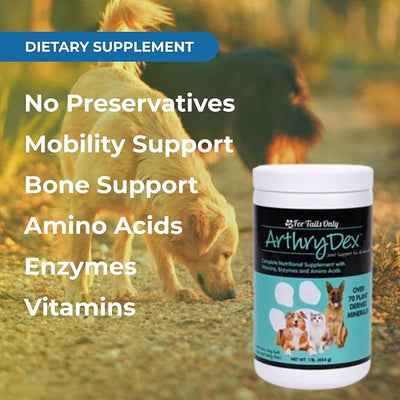 YOUNGEVITY Arthrydex Complete Nutritional Supplement | Vitamins Probiotics Enzymes | Pets Healthy Bones -1 lb Canister (Pack of 4)