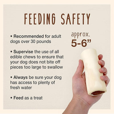 Cadet Stuffed Shin Bone, Long Lasting Dog Bones for Aggressive Chewers, High Protein Filled Dental Chew, Bully Stick Cheese Flavor Filling, 5-6" for Large Dogs
