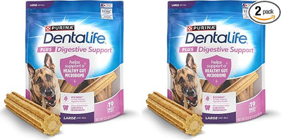 Dentalife Plus Digestive Support Dog Treats for Large Dogs 40 lbs. and up, Cleans Teeth, Freshens Breath, & Supports Healthy Gut, Chicken & Pumpkin Flavor, 22.6 oz., 19 Chews - 19 ct. Pouch
