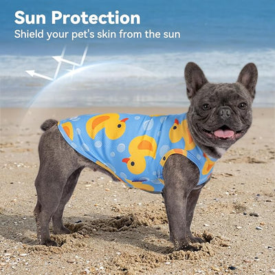 cyeollo 2 Pack Dog Cooling Shirt, Lightweight Sun Protection Sleeveless Dog Vest, Breathable Summer Clothes for Small Dogs Boy & Girl, Soft Pet Tshirts, Yellow Duck S