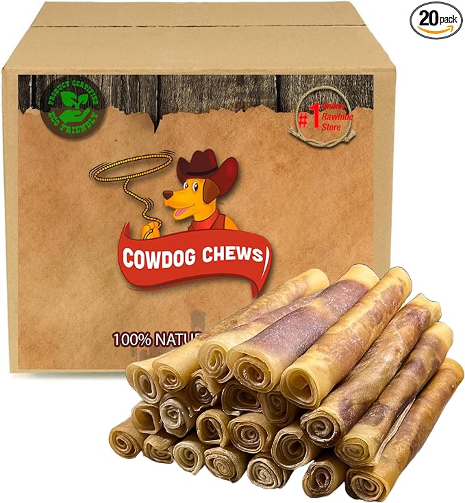 Rawhide Gourmet Meaty Rolls 9-10" (20 Pack) – Premium Dog Treats with Savory Beef Filling, Long-Lasting Chew for Aggressive Chewers, High-Protein, Natural Ingredients