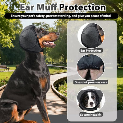 Adhiper Upgrade Dog Ear Muffs Wraps Noise Protection Quiet Ears, Elastic Waterproof Dog Ear Covers for Grooming, Bath, Drying, Swim & Anxiety Relief Reserved Ear Room Design (Gray/Small)