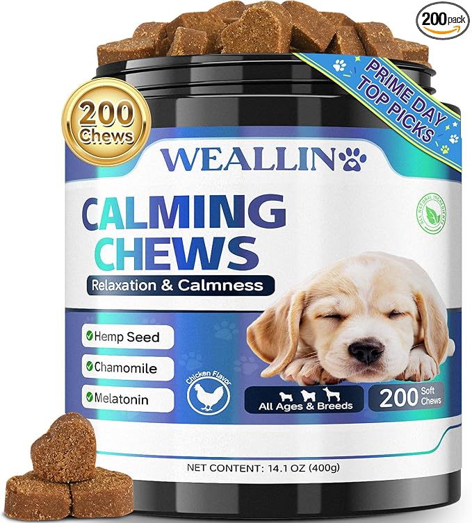 Calming Chews for Dogs, Dog Calming Chews with Organic Hemp Seed Oil & Powder, Soft Calming Treats for Stressful Moments, Travel, Thunder, Fireworks, Chicken Flavor, 200 Chews