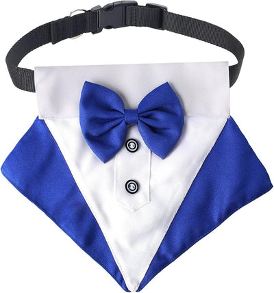 Yewong 2-Piece Pet Formal Accessories Set - Top Hat with Tuxedo Bandana Collar for Dog & Cat (Set-E)