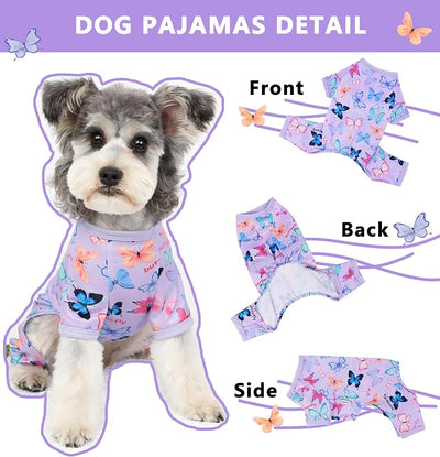 Dog Pajamas Spring Summer Dog Clothes for Small Medium Dogs Girl Boy Cute Soft Puppy Pjs Clothes Doggie Onesies Cat Pet Outfit(Butterfly,L)