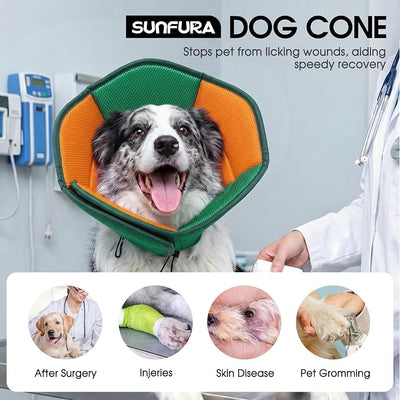 Dog Cone - Soft Cone for Dogs to Stop Licking, Pet E-Collar Alternative After Surgery, Adjustable Pet Recovery Collar for Wound Healing, Pine Green Small