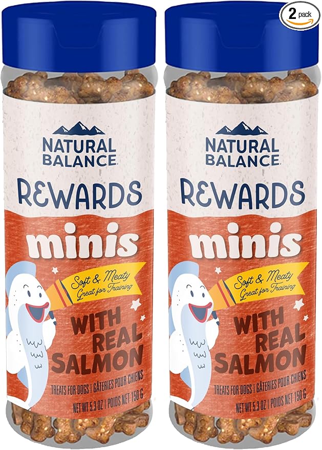Natural Balance Limited Ingredient Mini-Rewards Salmon Grain-Free Dog Training Treats for Dogs | 5.3 Ounce Canister (Pack of 2)
