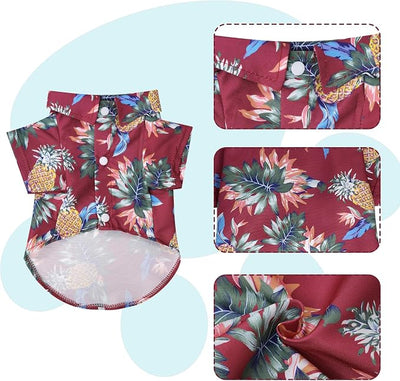 4 Pcs Dog Summer Shirts Floral Hawaii Dog Shirt Pet Clothes for Small Medium Dog Cats Boy Girl