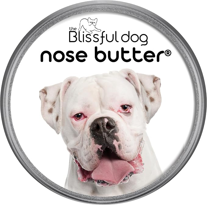 White Boxer Nose Butter for Dry, Cracked Skin, Lick-Safe Dog Nose Balm with Moisturizing Shea Butter, Almond, Olive, and Essential Oils, Pet Supplies, Uncented, 1 oz.