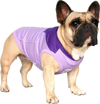 iChoue French Bulldog Summer Cooling Shirt for Dogs UV Sun Protection Vest Sleeveless Breathable Tank Top English Pug Purple - XXLarge