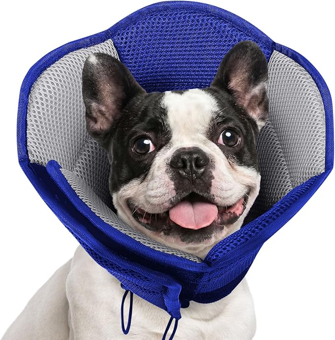 AOFITEE Dog Cone - Soft Dog Cone Collar to Stop Licking, Adjustable Comfy Cones for Dogs After Surgery, Foldable Cones for Dogs Elizabethan Pet E-Collar for Medium Pets, Pet Recovery Collar, Blue M