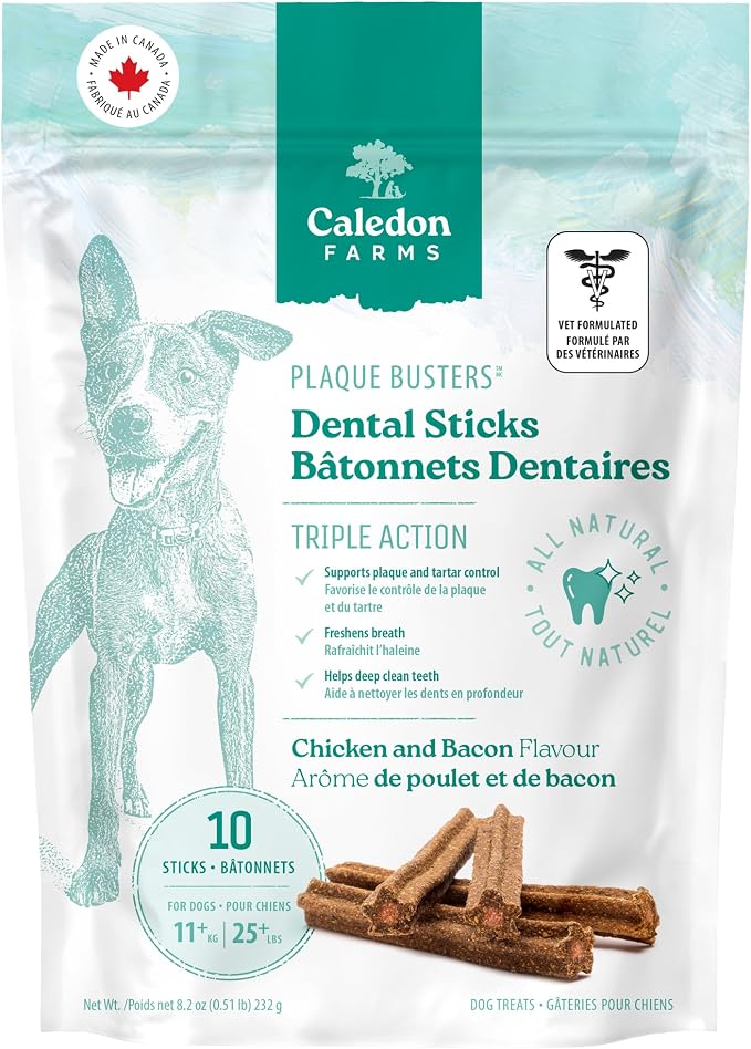 Plaque Busters Dental Sticks Triple Action Chicken and Bacon Flavour, 8.2 oz, Dog Treat