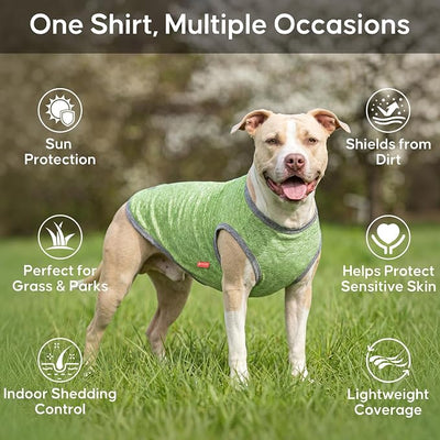 KYEESE 2Pack Dog Shirt, Lightweight Sun Protection Sleeveless Dog T Shirts for Small Dogs, Breathable Pet Reflective Tank Top Summer Dogs Clothes for Outdoor Walking, Green+Grey, M