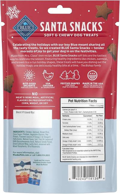 Blue Buffalo Santa Snacks Soft-Moist Dog Bits for Training, Chicken, 4.5-oz Bag