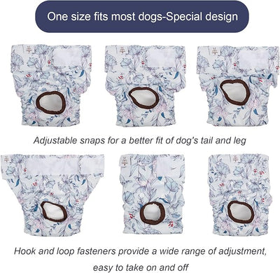 CuteBone Dog Diapers Female Washable Small Medium Large 3 Pack Reusable Doggie Diapers Puppy Period Pants for Doggy Heat Cycle Peeing