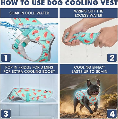 Spark Paws Dog Cooling Vest - SPF 50 UV Sun Protection - Summer Heat Relief Gear for Dogs, Lightweight, Evaporative Cooling - Dog Anxiety Relief Vest During Hot Days - Watermelon - Size 2XL