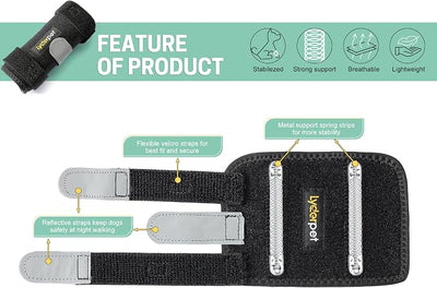 Dog Leg Brace Front Wrist or Carpal Support for Canine Dogs, Brace Compression Wraps with Metal Splints, Prevents Ankle Injuries&Sprains, Helps with Loss of Stability Caused by Arthritis
