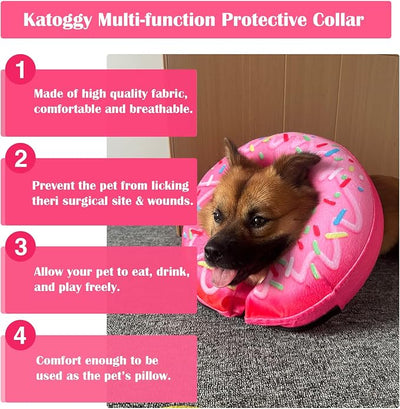 Inflatable Dog Cone Collar for After Surgery, Doggie Neck Blow up Donut Recovery ECollar, Soft Adjustable Dog Cone for Small Medium Large Dogs and Cats