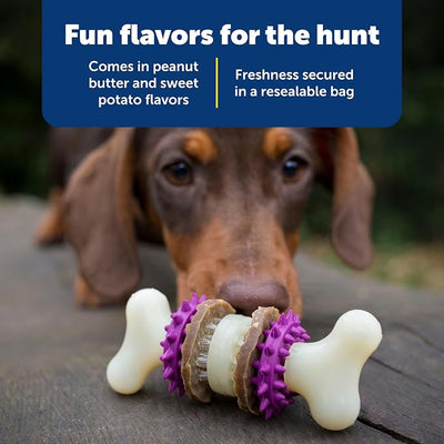 PetSafe Busy Buddy Treat Ring Variety Pack - Engaging Treat-Holding Toy Refill - Easy-Open Resealable Bags - Medium - Peanut Butter & Original Rawhide Flavors (Pack of 120)