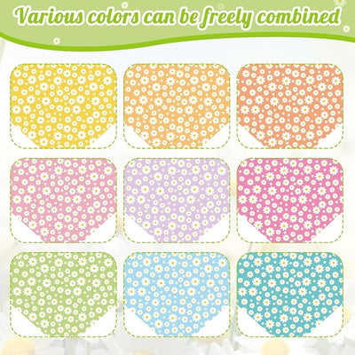 Weewooday 9 Pcs Summer Daisy Dog Bandanas Floral Birthday Handkerchief Scarf Adjustable Large Pet Washable Scarves for Large Dog Girls Boys