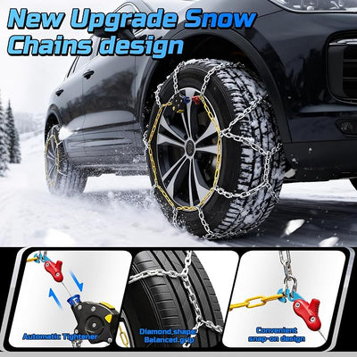 Auto Tightening Snow Chains Tire Chains Quick Easy Installation HKN120 Set of 2 for Cars SUV Pickup Trucks RV 215 225 235 245 255 265 Winter Emergency Tire Traction for Snow Ice