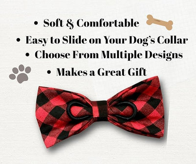 Detachable Dog Bow Tie, Slide-On Pet Bowtie for Collars, Stylish Durable Dog Lover Accessory Small, Medium & Large Dogs (Wonderland Garden, Large (4.5in Wide))