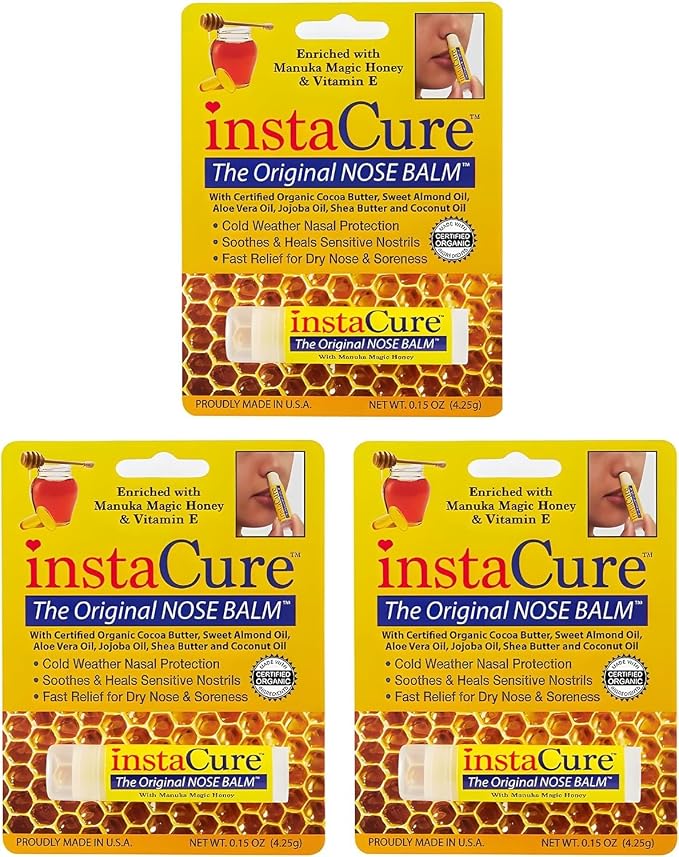 Original Nose Balm. Fast Relief for Cracked Dry & Sore Noses with Raw Manuka Honey Vitamin E Shea Butter Aloe Vera Oil. Heals Dog’s Dry Cracked Nose (3 Pack)