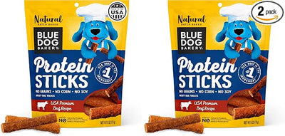 Blue Dog Bakery Protein Jerky Meat Sticks, Made w/USA Beef #1 Ingredient, Healthy Dog Treats, All Natural, 6 oz (Pack of 2)