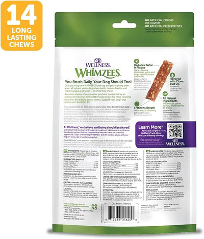 Whimzees Wellness Veggie Strip Natural Dog Dental Treat, Chews, Freshens Breath, Medium Size, 14.81 oz Bag, 14 Count (Pack of 2)