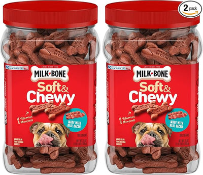 Milk-Bone Soft & Chewy Dog Treats, Made with Real Bacon, 25 Ounce Canister (Pack of 2)