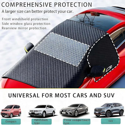 Car Windshield Cover for Ice and Snow for 2020-2025 Ford Explorer Cargo, Durable Magnetic Winter Frost Hail Guard with Side Window and Mirror Protector
