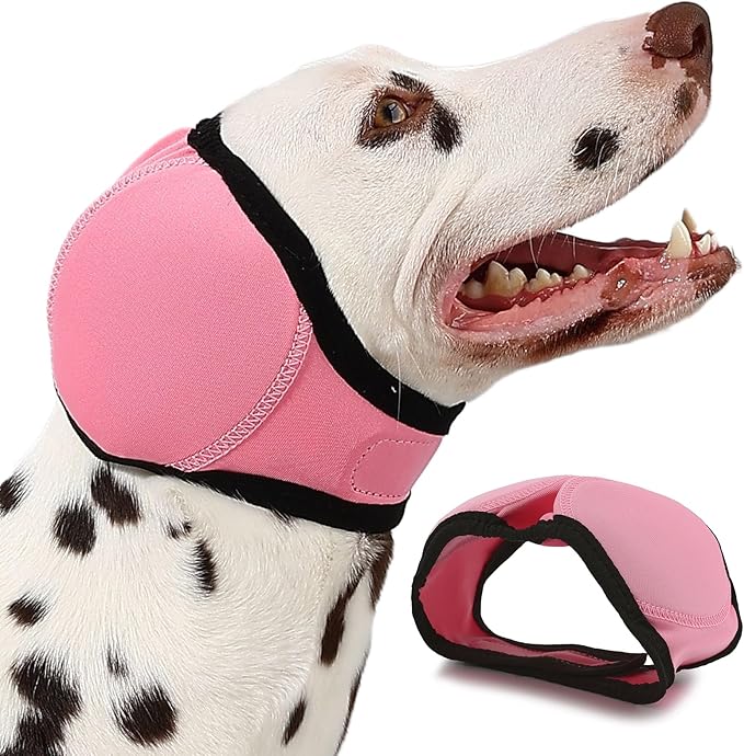 Dog Ear Muffs Wrap for Hematoma, Bathing, Drying, Swimming & Noise Anxiety Relief- Elastic Waterproof Ear Protection with Calming Hoodie Design for Grooming