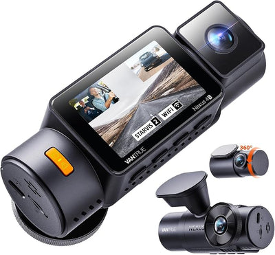 Vantrue New N4S 3 Channel Dash Cam, STARVIS 2 Night Vision, Front Rear Inside Dashcam for Cars, Front and Rear Dual Channel, PlatePix Tech, Parking Mode, Wi-Fi, GPS, 2" IPS, Support 1TB (RC18)