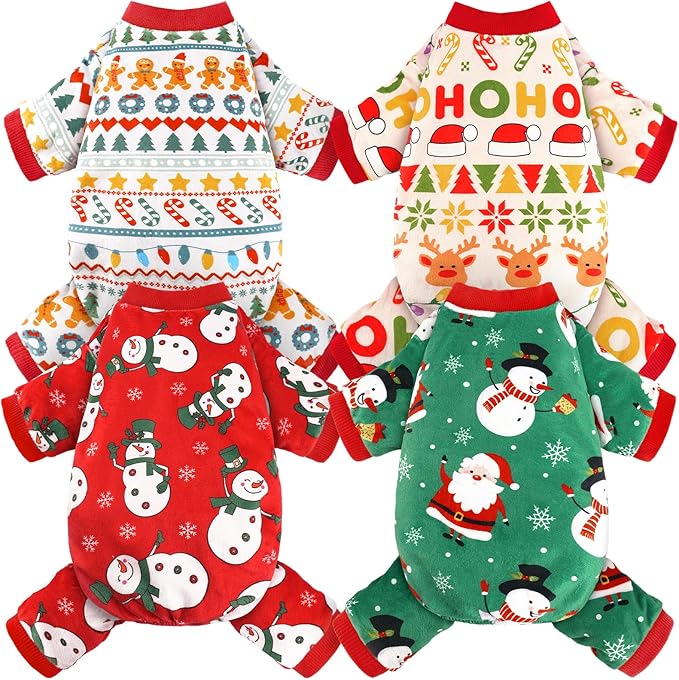 4 Pack Dog Pajamas Soft Lightweight Dog Recovery Suit Onesie Clothes for Small Medium Large Female Pet Boys Girls Dogs Cats