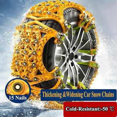 Snow Chains for Car Tires 6 Pack, Emergency Anti Slip Tire Chains for SUV/Trucks/ATV, Adjustable Universal Winter Security Chains for Ice Snow Mud Sand,Easy Installation Antiskid Chain with Gloves Bag