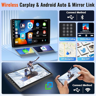 2+64GB Realdio Android 15 Car Stereo for Honda CRV 2007 2008 2009 2010 2011 CarPlay Android Auto, 10.1 Inches Touch Screen Radio with GPS WiFi Bluetooth EQ FM/RDS 26UI Backup Camera MIC