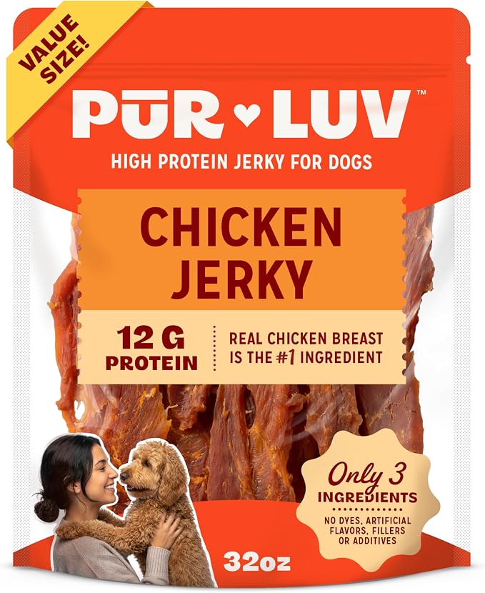 Chicken Jerky Dog Treats, Made with 100% Real Chicken Breast, 32 Ounces, Healthy, Easily Digestible, Long-Lasting, High Protein, Satisfies Dog's Urge to Chew
