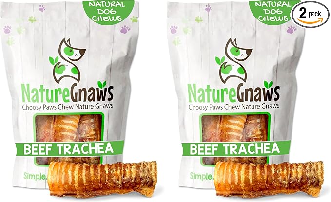 Beef Trachea Chews for Dogs 6" (6 Count) - Long Lasting Natural Crunchy Dog Chew Bones - Rawhide Free (Pack of 2)