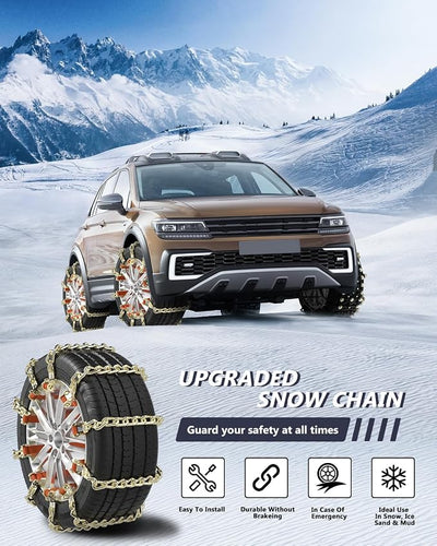 SCITOO 195-275mm Snow Chains for Car SUV Pickup Trucks,Quick Easy Installation Tire Traction Chain,Adjustable Universal Emergency Anti-Skid Thickening Snow Chains - Set of 10