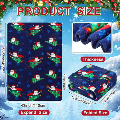 Tuanse 58 x 43 Inches 12 Volt Heated Car Blanket Plug in Portable Car Electric Blanket with Cigarette Lighter, Temperature Controller and Storage Bag for Rv Truck Traveling(Dark Blue,Santa Claus)