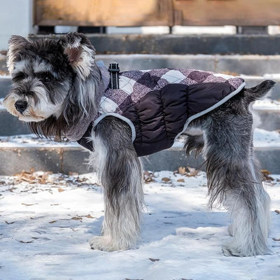 CuteBone Black Checkerboard Cozy Waterproof Thick Dog Winter Coat Doggie Jacket Warm Pet Clothes Comfortable Puffer Dog Vest for Medium Large Dogs with Harness Hole YRFN18L