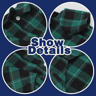 Paiaite Plaid Dog Shirt: Classic CheckeGreen Style in Pure Cotton for Large, Medium, and Small Breeds, Comfort, Breathability, and Elegance. Perfect for Everyday Wear, and Photoshoots Green 3XL